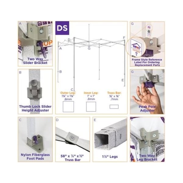 DS Kit 10 FT X 10 FT  Steel Canopy, 500D Top Green, And Roller Bag